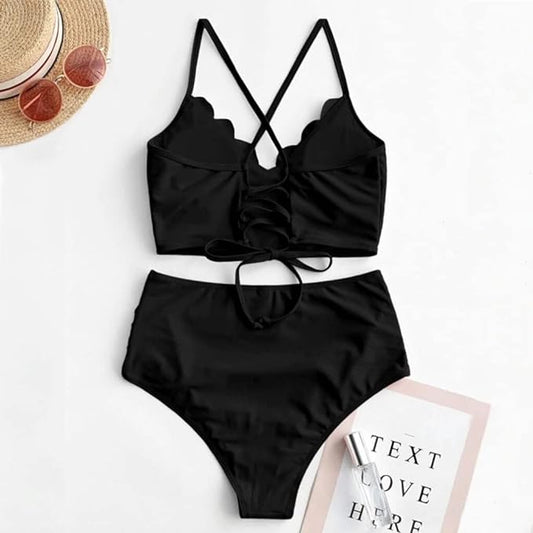 "Shell Yeah" Black Scalloped Bikini