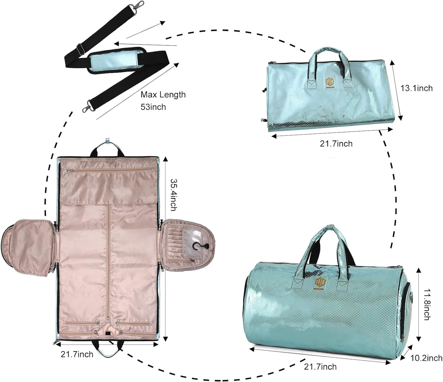 “Mermaid tail” Foldable Carry On Weekender bag