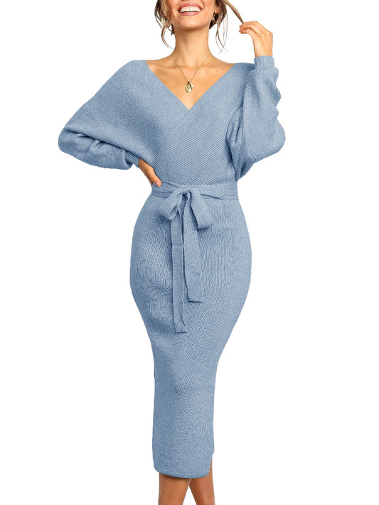 Knitted Midi Dress- Sky Blue