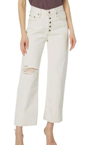 Levi's Women's Snap Ribcage Straight Ankle Jeans, White Destructed